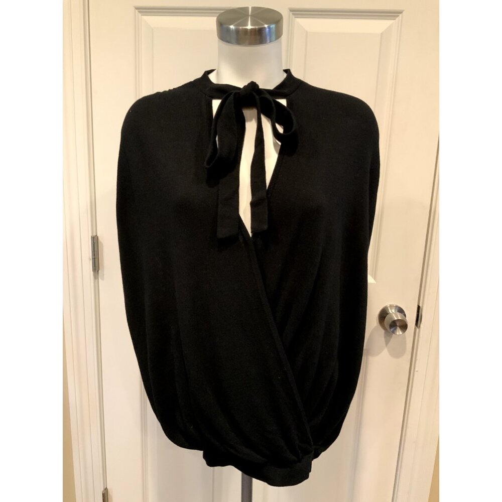 by Anthropologie Black Sleeveless V-neck Sweater, Size Large (US)